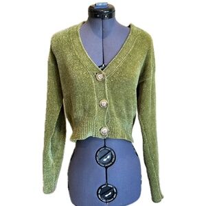 Urban Outfitters green chenille cardigan